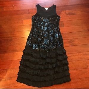 👠tiered sequin midi occasion dress